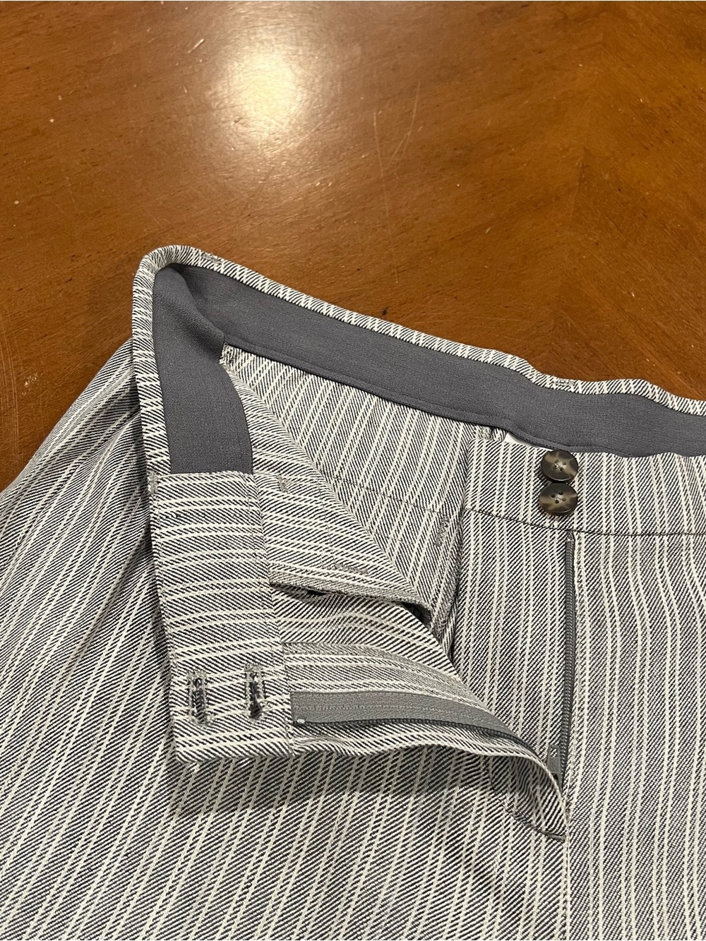 NWT $89 J.Jill Linen Stretch Wide Leg Trousers Granite Stripe 10 Mid-Rise - Picture 10 of 16